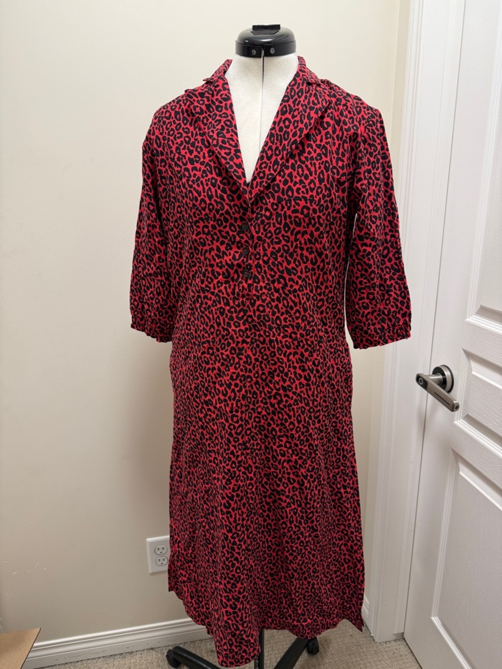 Smash + Tess Red and Black Leopard Midi Dress